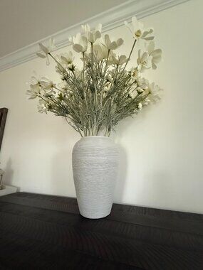 Rustic Farmhouse White Ceramic Vase Flower Pot  Housewarming Gift Cottagecore Ho